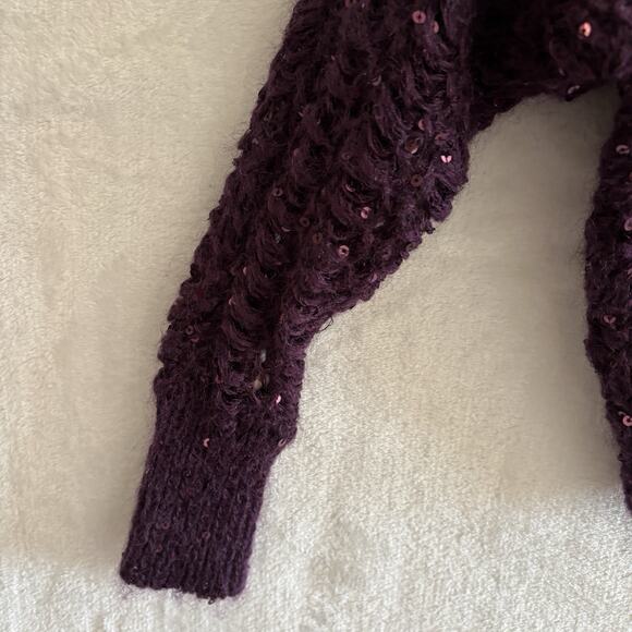 Vtg Y2K Express Sweater Shrug Bolero Size XS Purple Sequins Whimsigoth Fairy - Picture 6 of 9